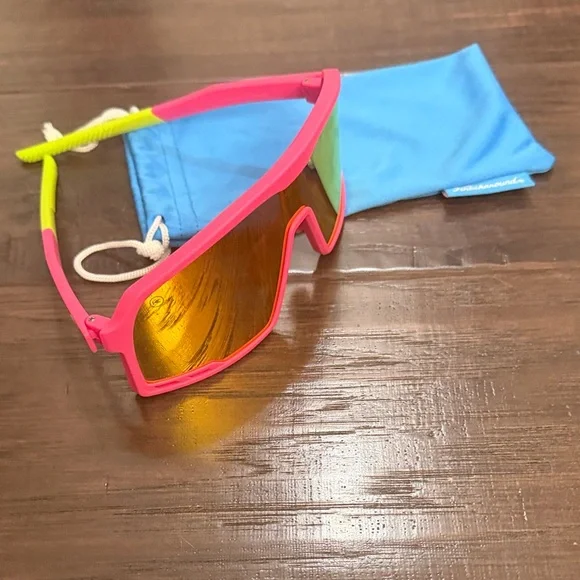 Knockaround Sunglasses Campeones Polarized Pink Orange Red Lenses - Picture 8 of 8